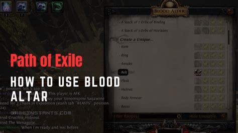 how to use blood altar.